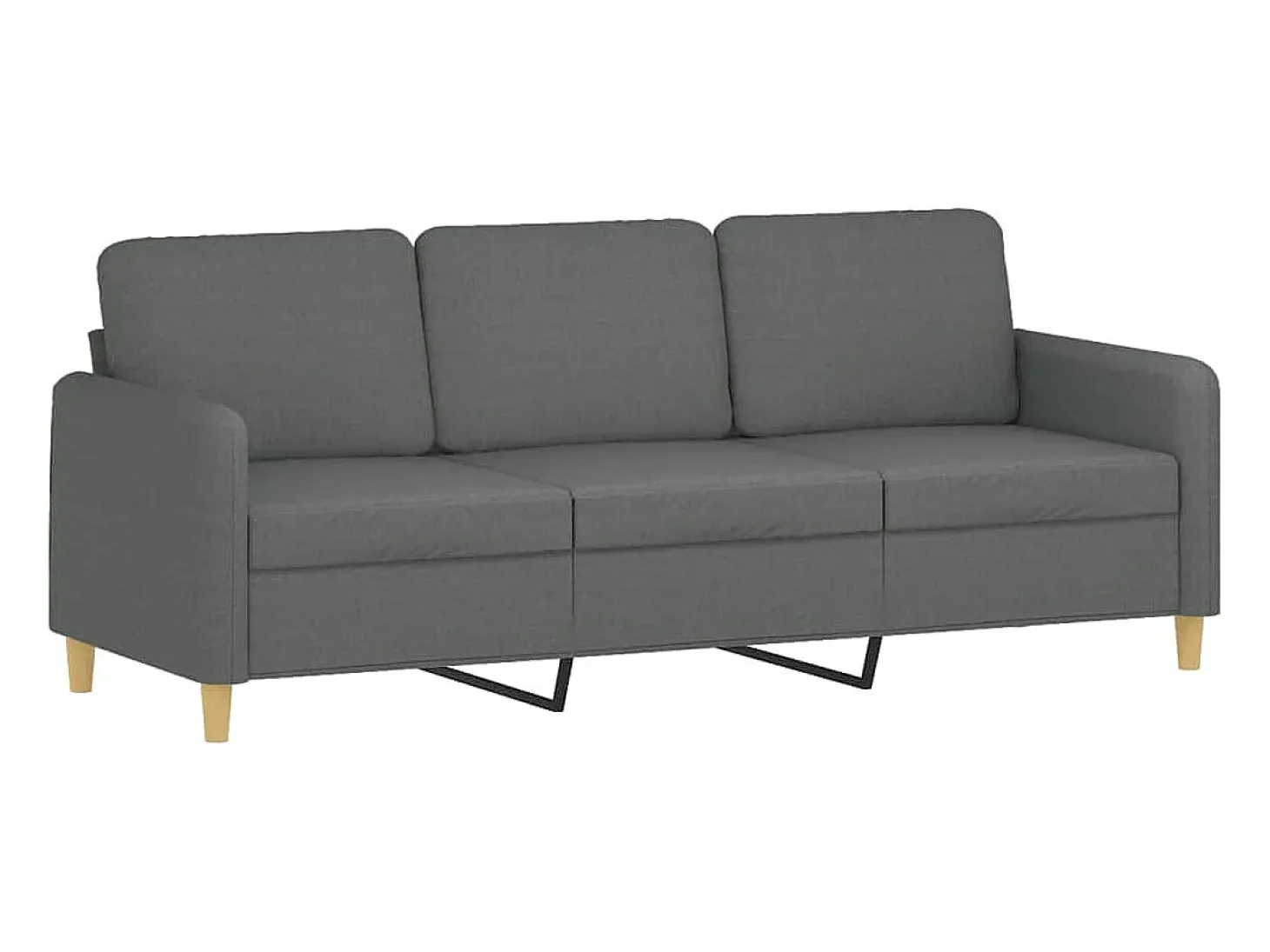 3 pcs conjunto de sofás com almofadas tecido cinzento-escuro