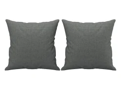 3 pcs conjunto de sofás com almofadas tecido cinzento-escuro