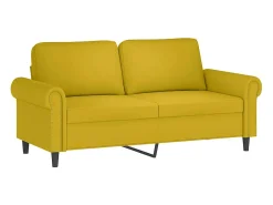 2 pcs conjunto de sofás com almofadões veludo amarelo