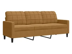 2 pcs conjunto de sofás com almofadões e rolos veludo castanho