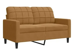 2 pcs conjunto de sofás com almofadões e rolos veludo castanho