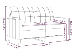 2 pcs conjunto de sofás com almofadões e rolos veludo castanho