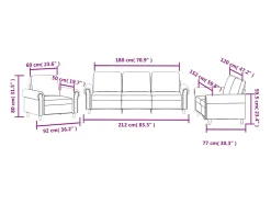 3 pcs conjunto de sofás com almofadões veludo cinzento-escuro