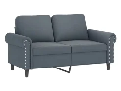 3 pcs conjunto de sofás com almofadões veludo cinzento-escuro