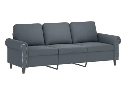 3 pcs conjunto de sofás com almofadões veludo cinzento-escuro