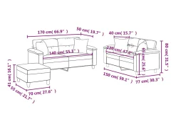 3 pcs conjunto de sofás com almofadas couro artificial cinzento