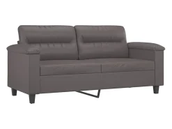 3 pcs conjunto de sofás com almofadas couro artificial cinzento