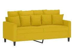2 pcs conjunto de sofás com almofadões veludo amarelo