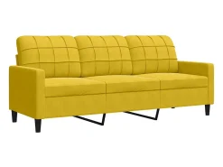 4 pcs conjunto de sofás com almofadões veludo amarelo