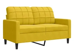 4 pcs conjunto de sofás com almofadões veludo amarelo