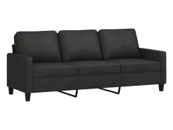 3 pcs conjunto de sofás com almofadões tecido preto