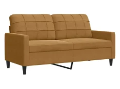 2 pcs conjunto de sofás com almofadões veludo castanho