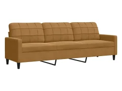 2 pcs conjunto de sofás com almofadões veludo castanho