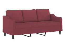 4 pcs conjunto de sofás com almofadas tecido vermelho-tinto