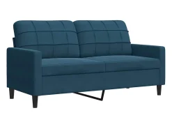 2 pcs conjunto de sofás com almofadões veludo azul