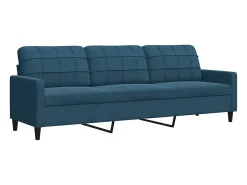 4 pcs conjunto de sofás com almofadões veludo azul