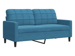 4 pcs conjunto de sofás com almofadões veludo azul