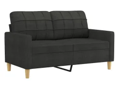 3 pcs conjunto de sofás com almofadas tecido preto