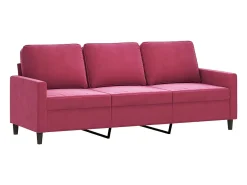 3 pcs conjunto de sofás com almofadões veludo vermelho tinto