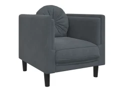 3 pcs conjunto de sofás com almofadas veludo cinzento-escuro