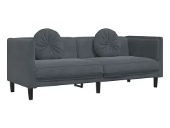 3 pcs conjunto de sofás com almofadas veludo cinzento-escuro