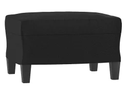 4 pcs conjunto de sofás com almofadões couro artificial preto