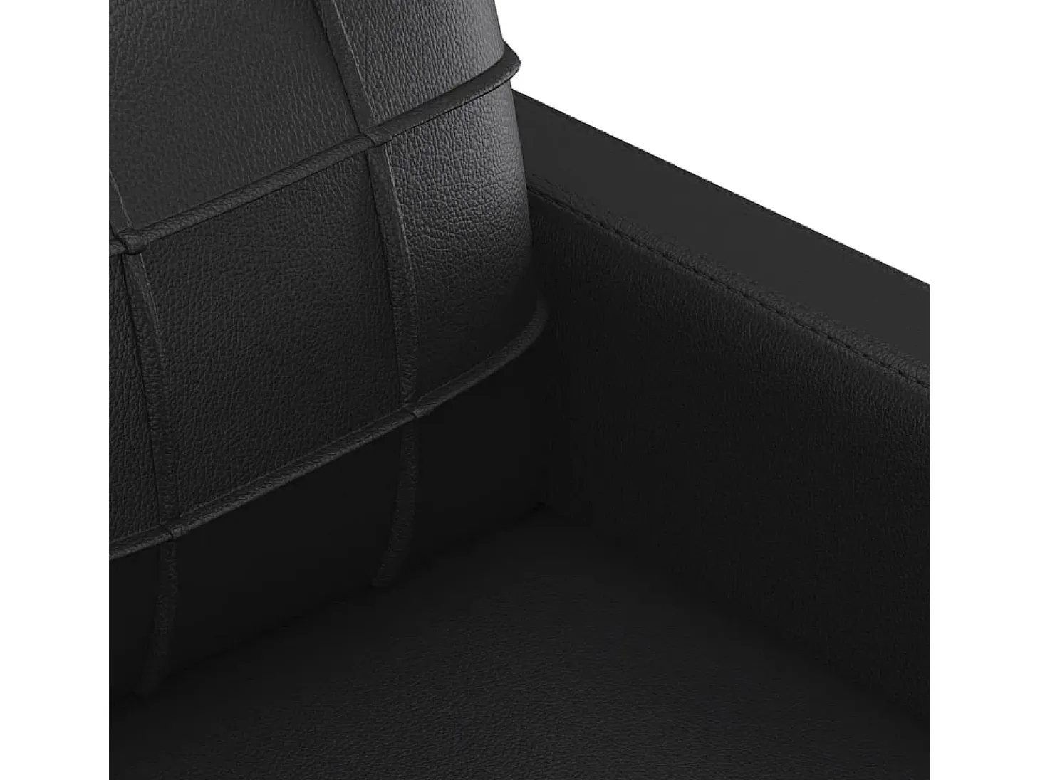 4 pcs conjunto de sofás com almofadões couro artificial preto