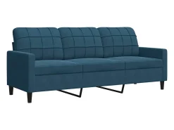 2 pcs conjunto de sofás com almofadões e rolos veludo azul