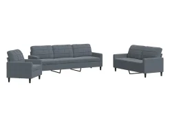 4 pcs conjunto de sofás com almofadões veludo cinzento-escuro