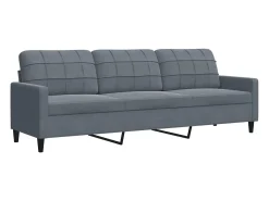 4 pcs conjunto de sofás com almofadões veludo cinzento-escuro