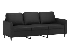 4 pcs conjunto de sofás com almofadões couro artificial preto