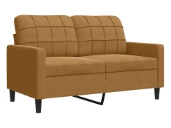3 pcs conjunto de sofás com almofadões e rolos veludo castanho