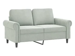 2 pcs conjunto de sofás com almofadas veludo cinzento-claro