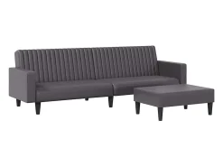 2 pcs conjunto de sofás couro artificial cinzento