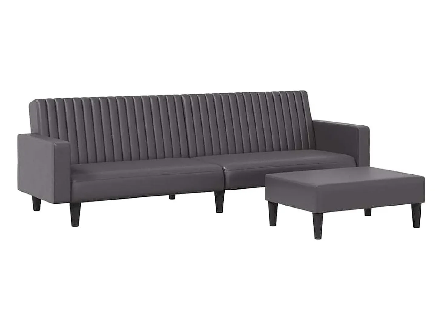 2 pcs conjunto de sofás couro artificial cinzento