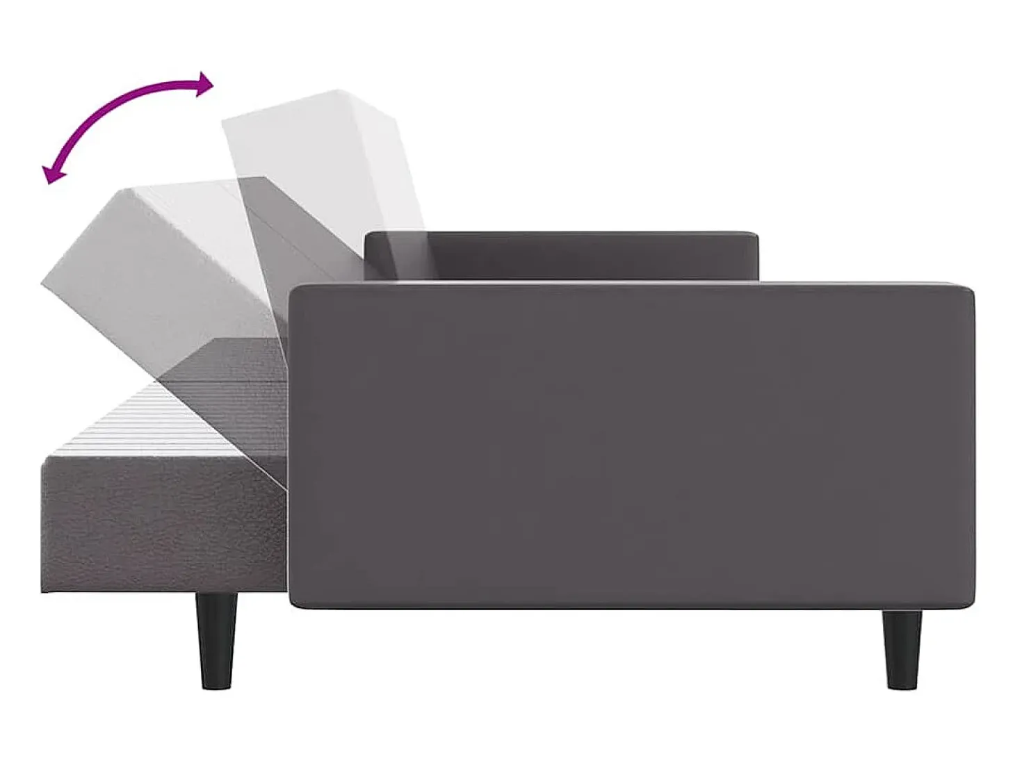 2 pcs conjunto de sofás couro artificial cinzento