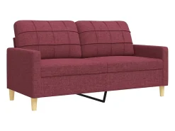 2 pcs conjunto de sofás tecido vermelho-tinto