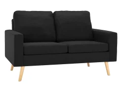 2 pcs conjunto de sofás tecido preto