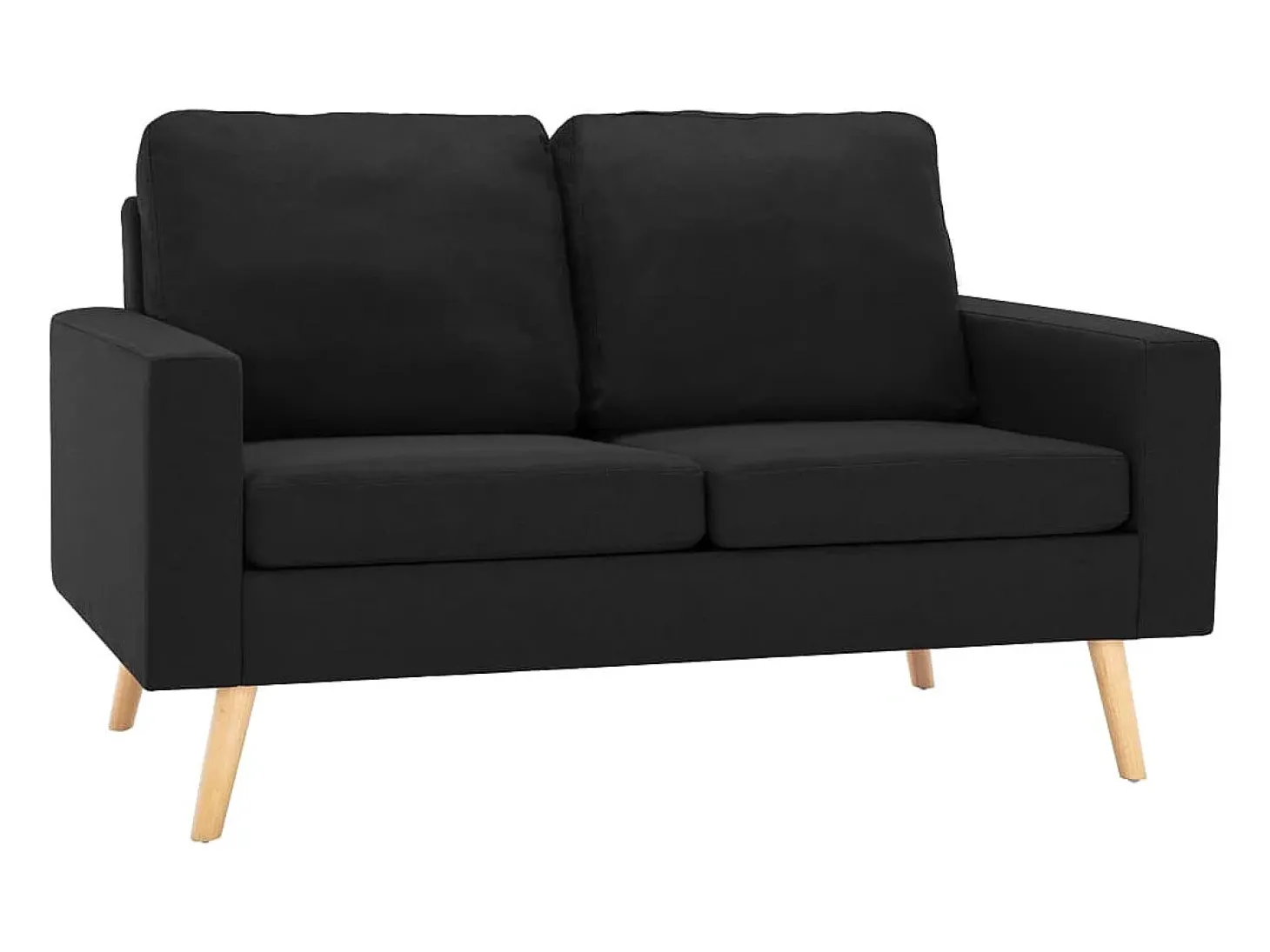 2 pcs conjunto de sofás tecido preto