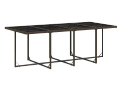9 pcs conjunto jantar p/ jardim c/ almofadões vime PE castanho