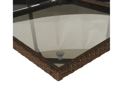 9 pcs conjunto jantar p/ jardim c/ almofadões vime PE castanho