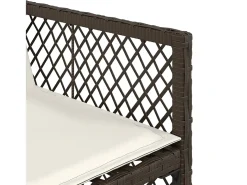 5 pcs conjunto jantar p/ jardim c/ almofadões vime PE castanho