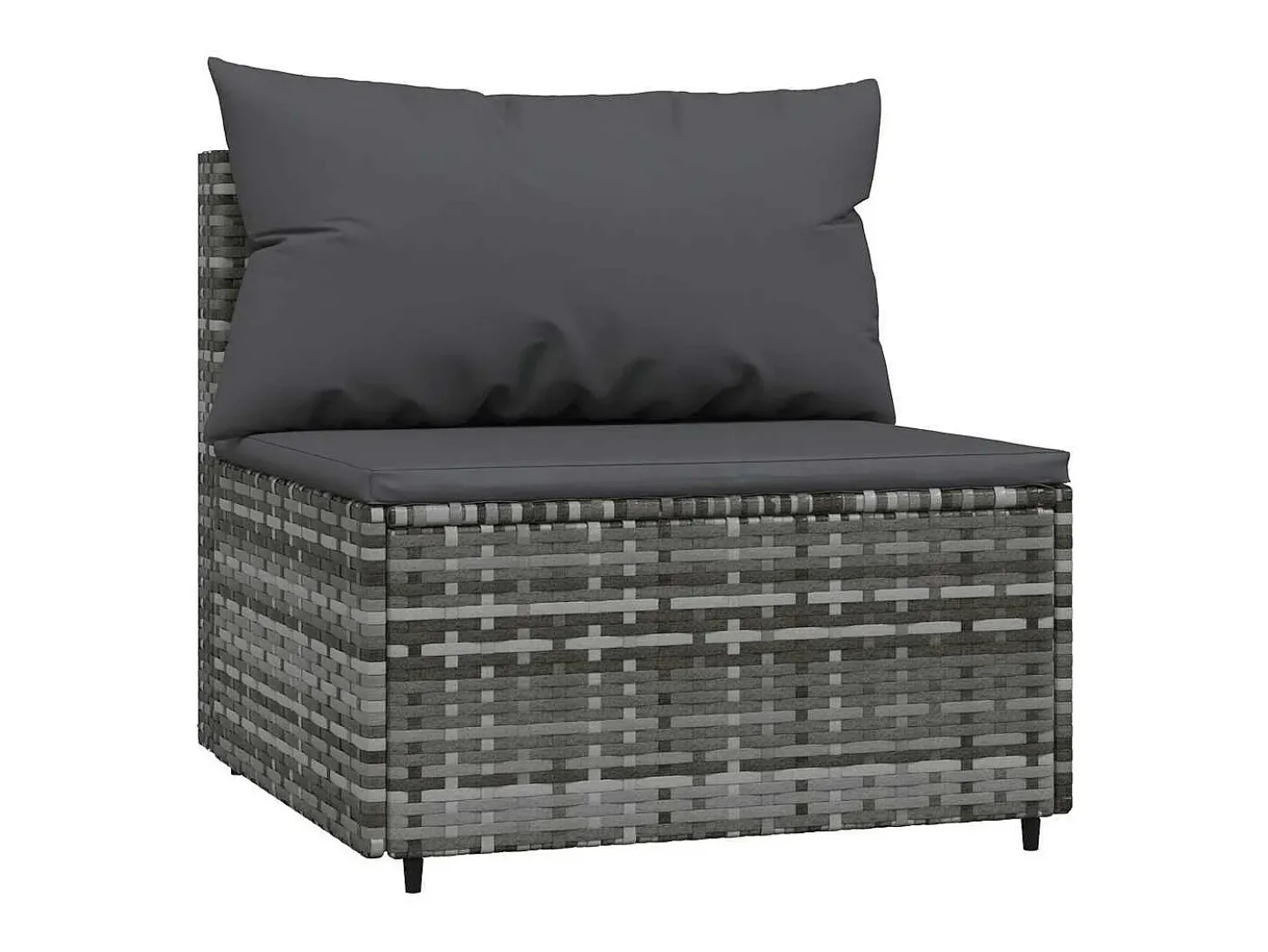 3 pcs conjunto lounge de jardim c/ almofadões vime PE cinzento
