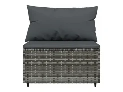 3 pcs conjunto lounge de jardim c/ almofadões vime PE cinzento