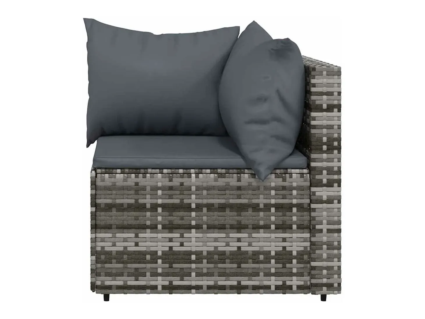 3 pcs conjunto lounge de jardim c/ almofadões vime PE cinzento