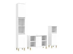 3 pcs conjunto móveis casa de banho derivados de madeira branco