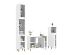 3 pcs conjunto móveis casa de banho derivados de madeira branco