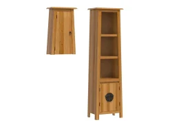 2 pcs conjunto móveis p/ casa de banho madeira de pinho maciça