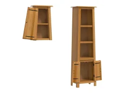 2 pcs conjunto móveis p/ casa de banho madeira de pinho maciça