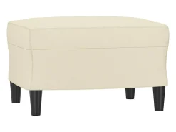 3 pcs conjunto sofás c/ almofadões couro artificial cor creme